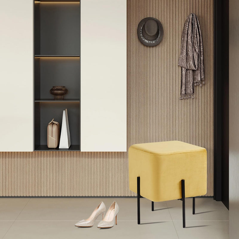 Yellow Cube-Shaped Stool 