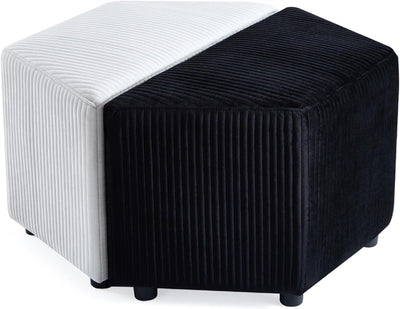 Black & White Hexagon Boucle Ottoman #100070