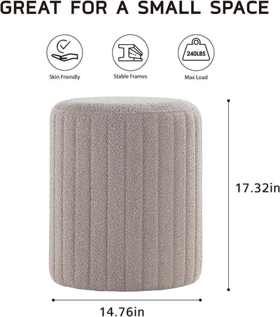 Khaki Round Ottoman Soft Pad #100072