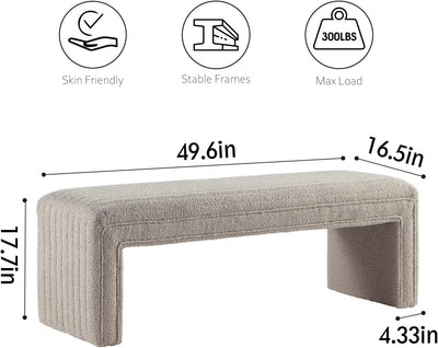 Khaki Boucle Ottoman Benches #900003