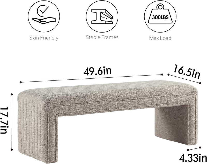 Khaki Boucle Ottoman Benches 