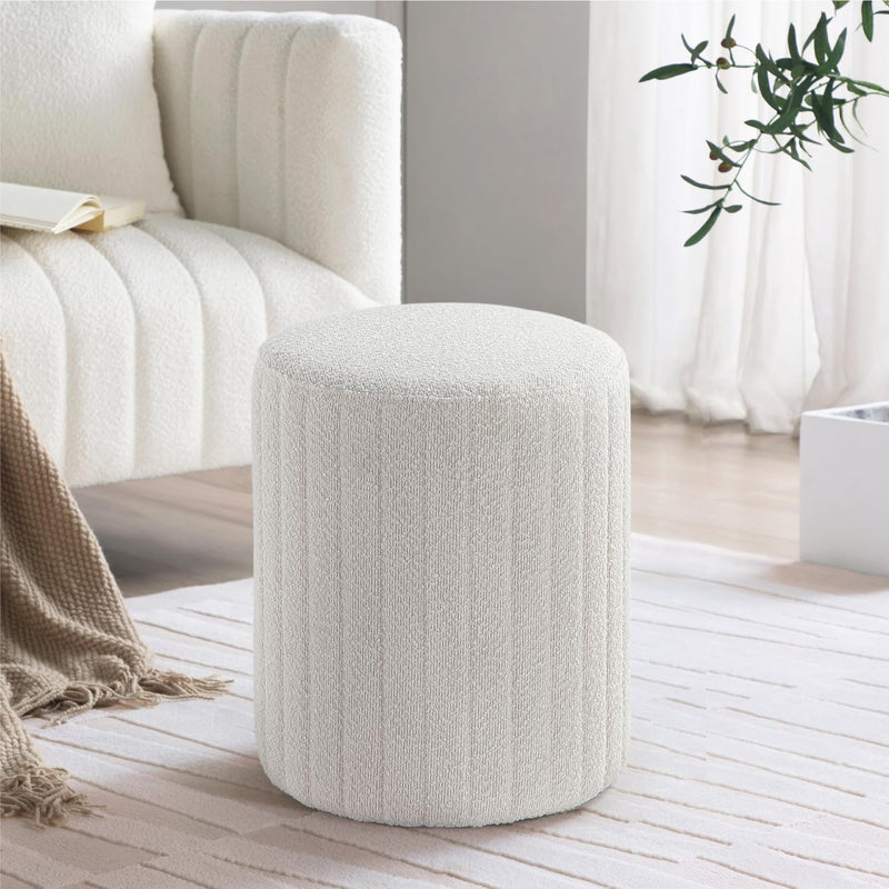 White Round Ottoman Soft Pad 