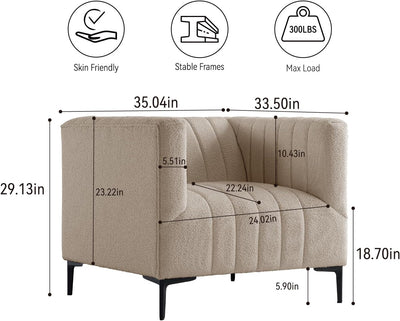 1 Seat Khaki Tufted Sofa #010005