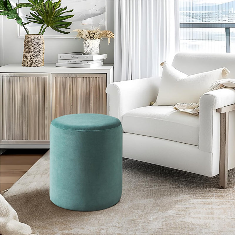 Green Velvet Round Ottoman