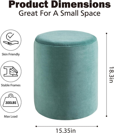 Green Velvet Round Ottoman #100030