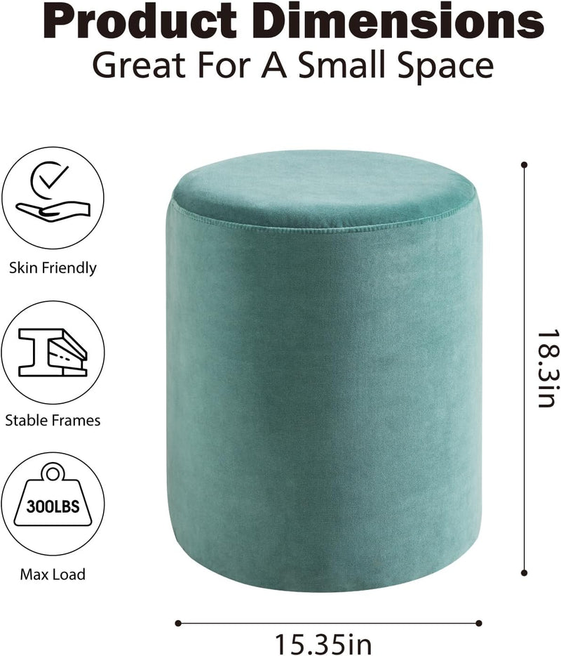 Green Velvet Round Ottoman