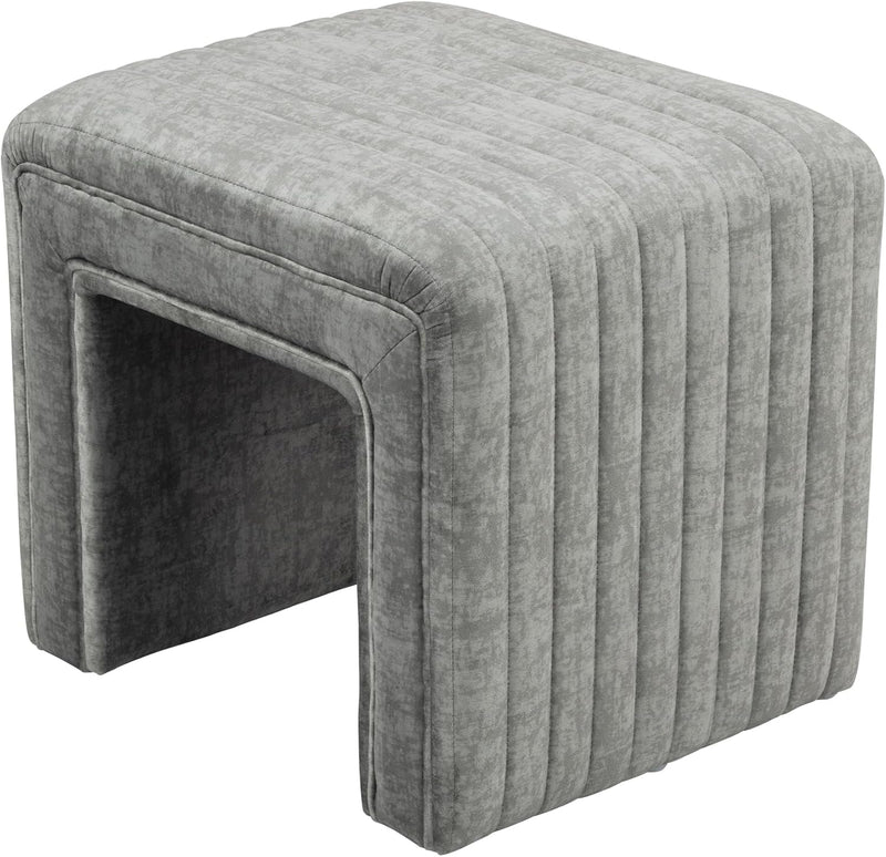 Gray U Shaped Velvet Ottoman 