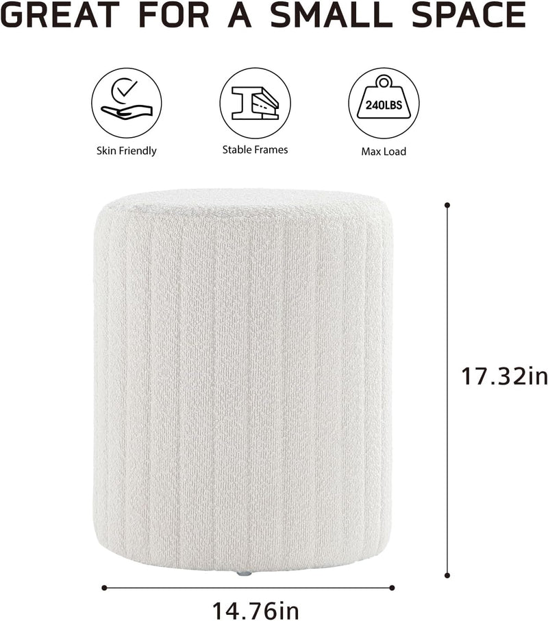 White Round Ottoman Soft Pad 