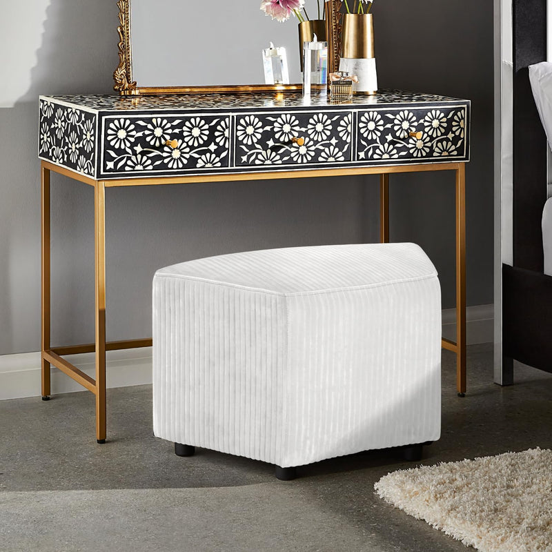 Black & White Hexagon Boucle Ottoman 