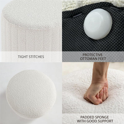 White Round Ottoman Soft Pad #100071