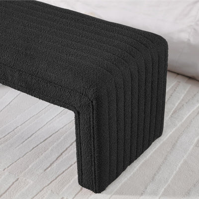 Black Boucle Ottoman Bench #900004