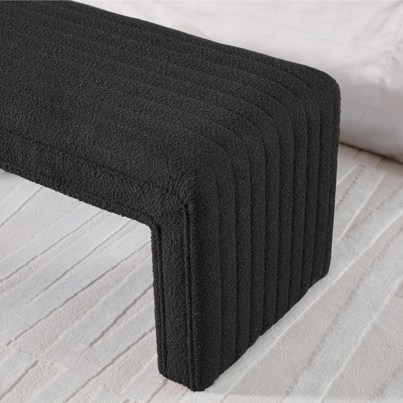 Black Boucle Ottoman Bench 