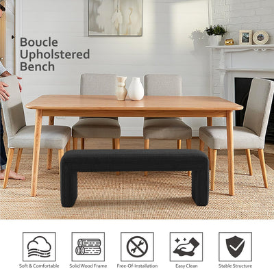 Black Boucle Ottoman Bench #900004