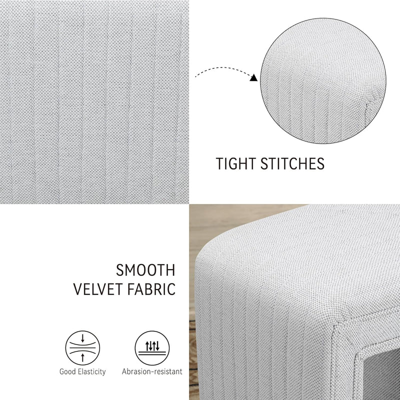 Beige U Shaped Linen Ottoman 