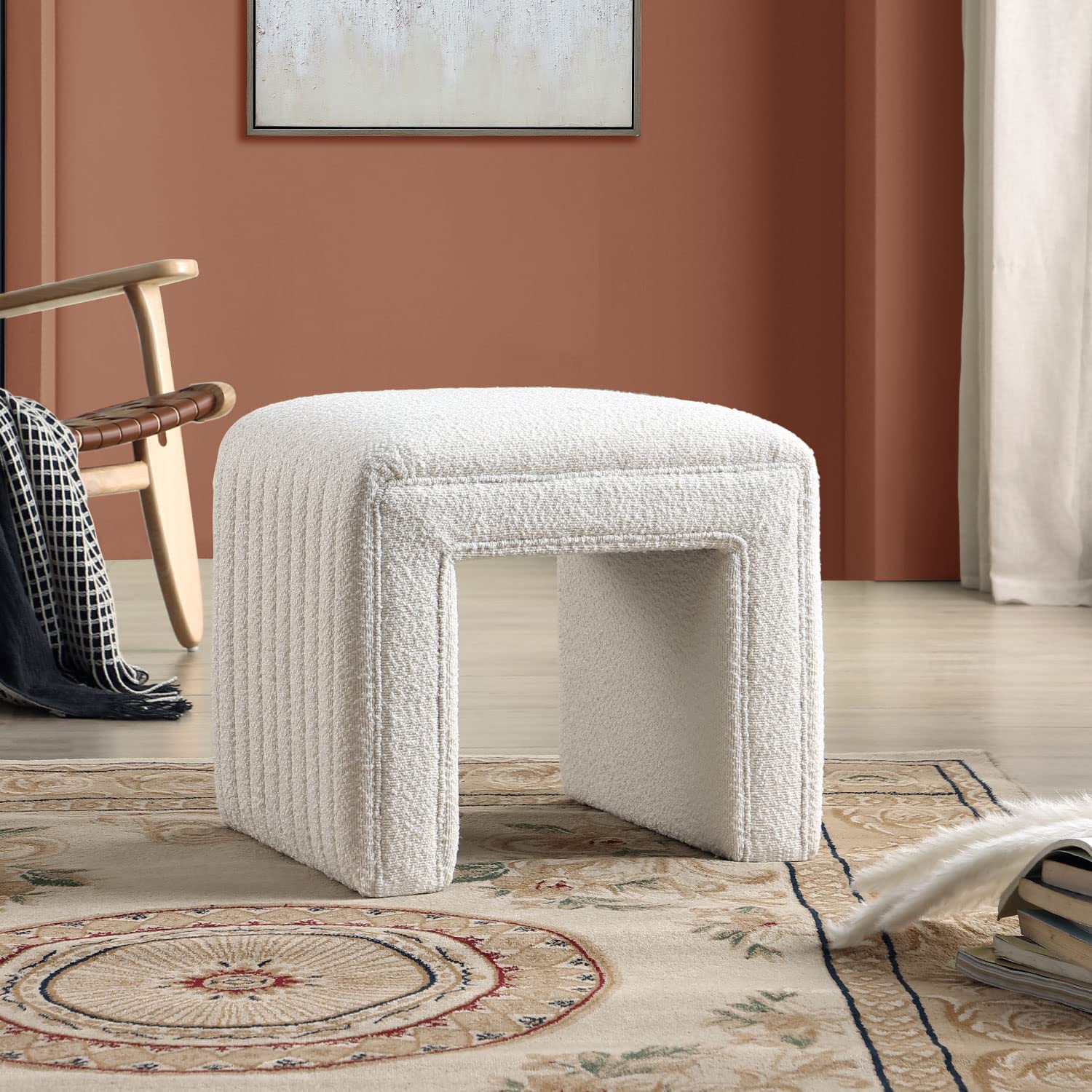 Shaped Boucle Ottoman – Get set style furniture