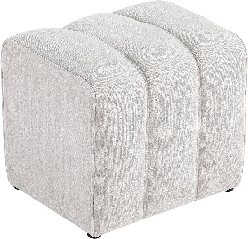 White Linen Rectangle Ottoman 