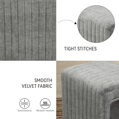 Gray U Shaped Velvet Ottoman #100124