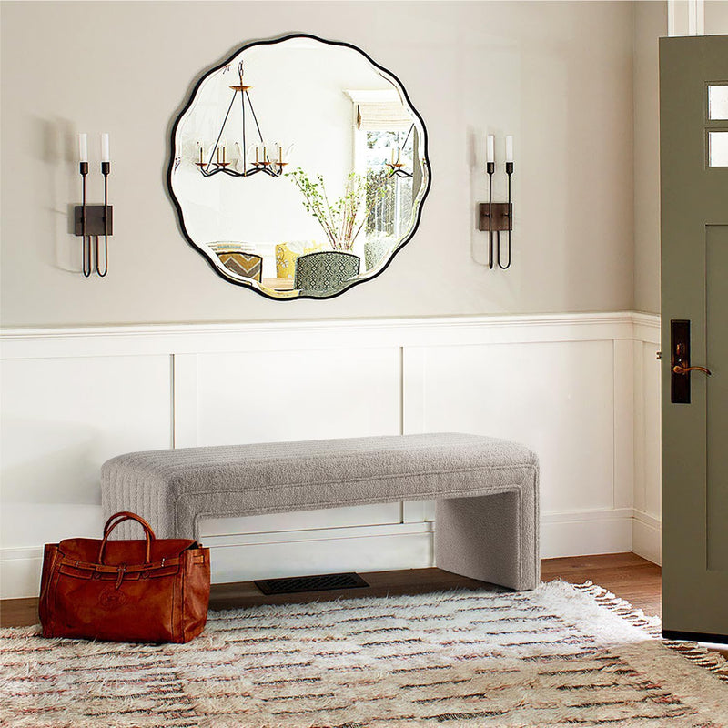 Khaki Boucle Ottoman Benches 