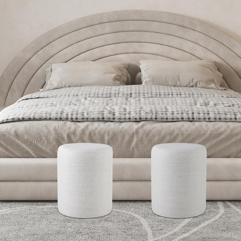 Linen Round Ottoman