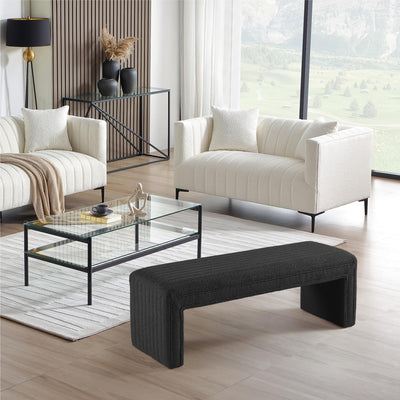 Black Boucle Ottoman Bench #900004