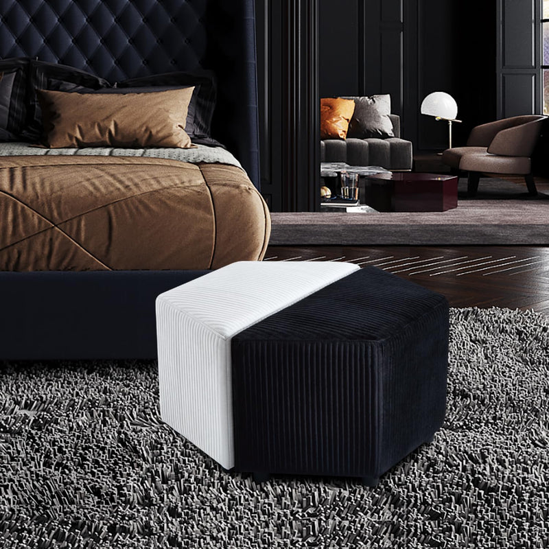 Black & White Hexagon Boucle Ottoman 