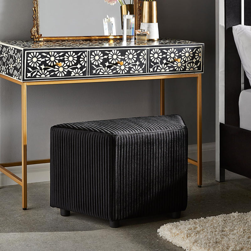 Black & White Hexagon Boucle Ottoman 