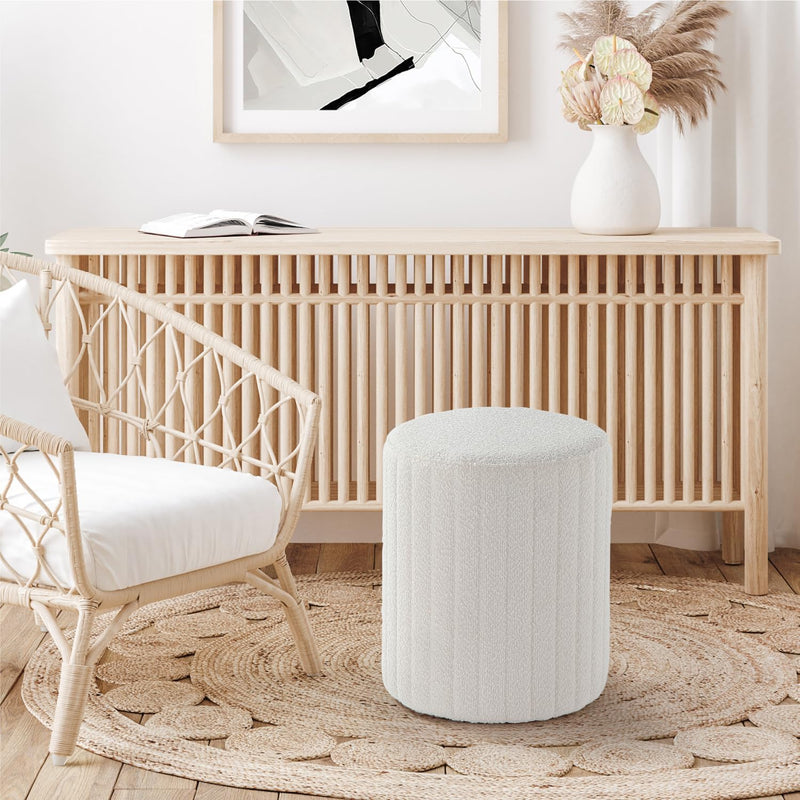 White Round Ottoman Soft Pad 