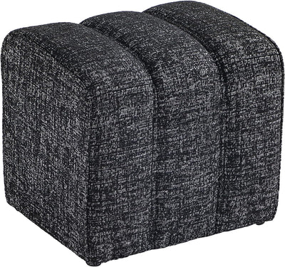 Black Linen Rectangle Ottoman #100097