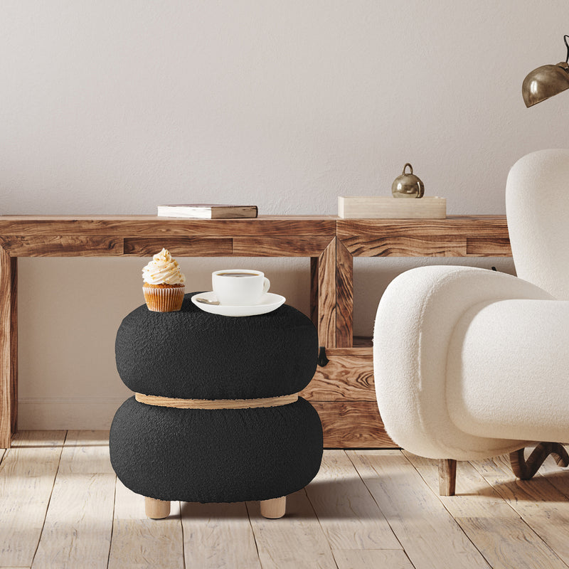 Black Pebble Round Ottoman 