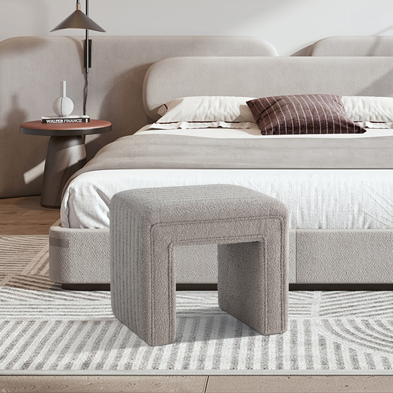 Khaki U-Shaped Boucle Ottoman 