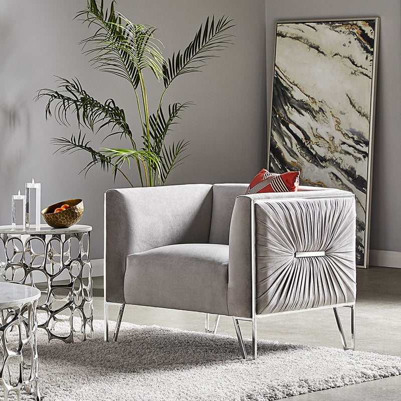 Grey Velvet Accent Chair 