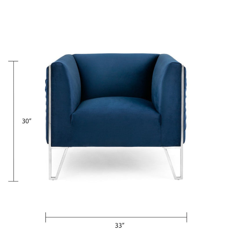 Ink Blue Velvet Accent Chair 