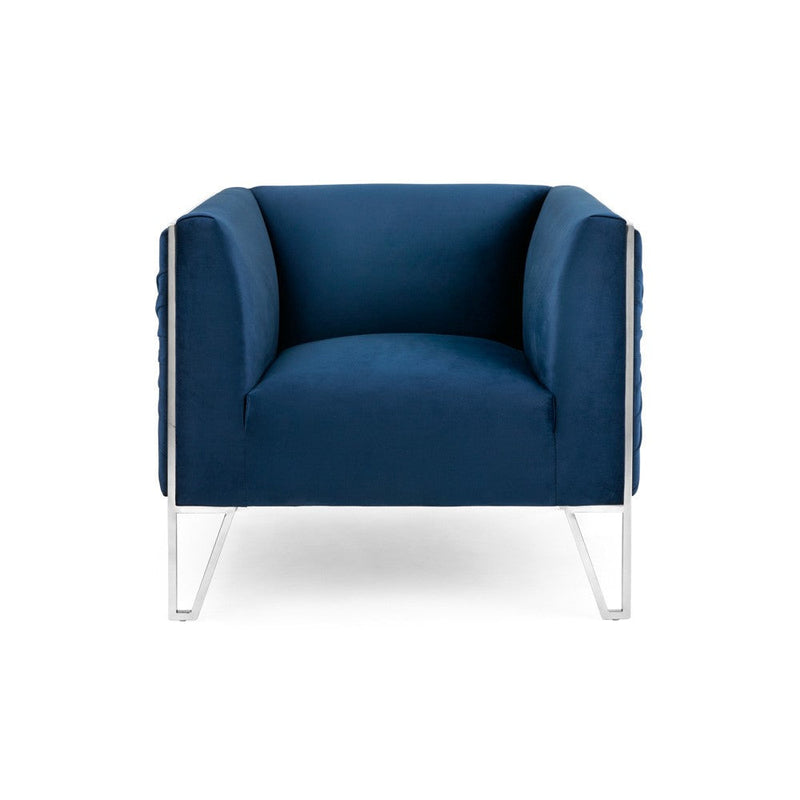 Ink Blue Velvet Accent Chair 