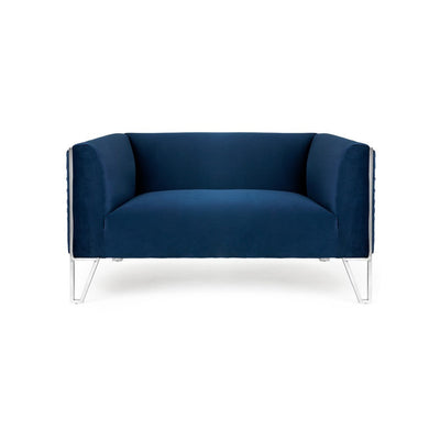 Ink Blue Velvet Sofa 2 Seats #020013