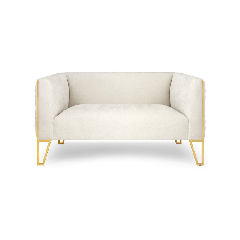 Ivory Velvet Sofa 2 Seats 