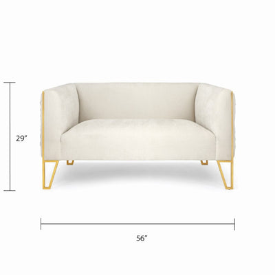 Ivory Velvet Sofa 2 Seats #020014