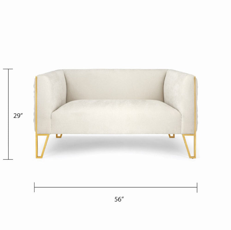 Ivory Velvet Sofa 2 Seats 