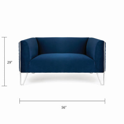 Ink Blue Velvet Sofa 2 Seats #020013