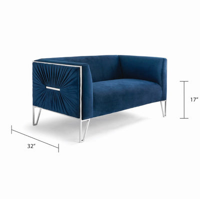 Ink Blue Velvet Sofa 2 Seats #020013