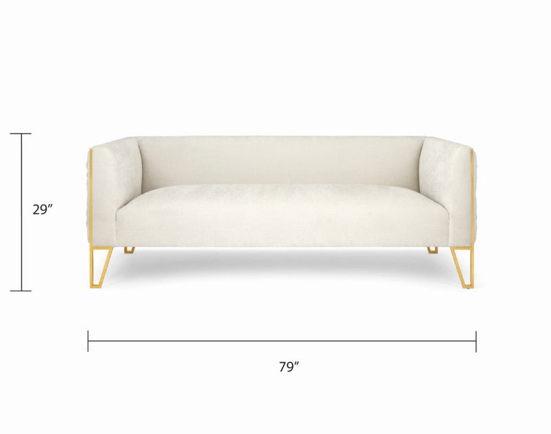 Ivory Velvet Sofa 3 Seats 