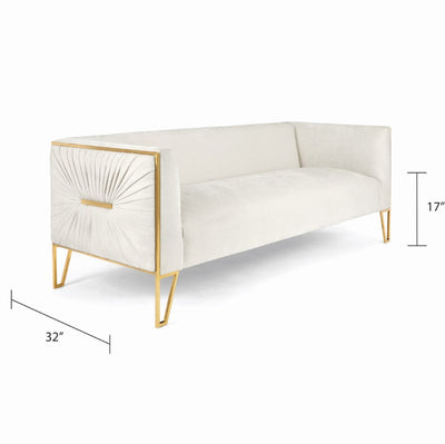 Ivory Velvet Sofa 3 Seats #030019