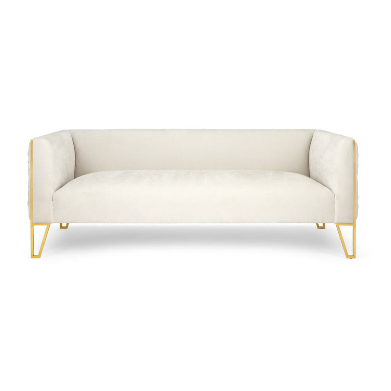 Ivory Velvet Sofa 3 Seats 