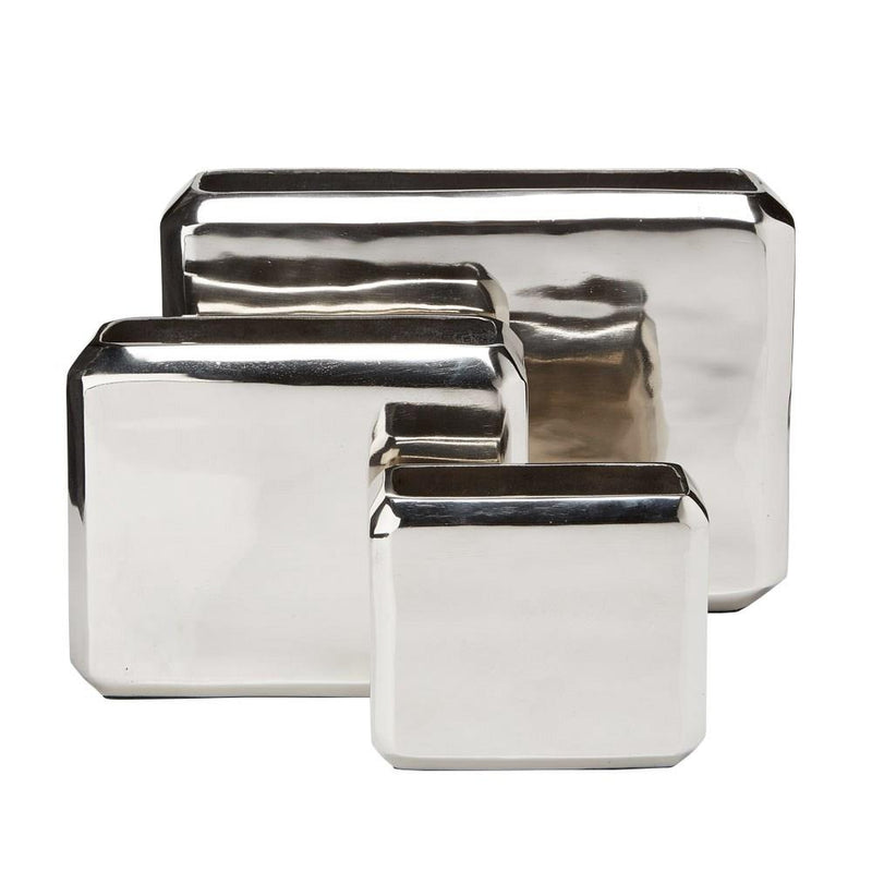 Silver square vase SET 3