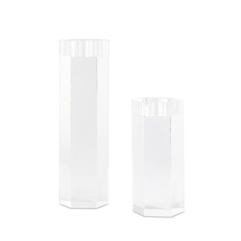 Crystal Acrylic Hexagonal Candle Holders (Set of 2)