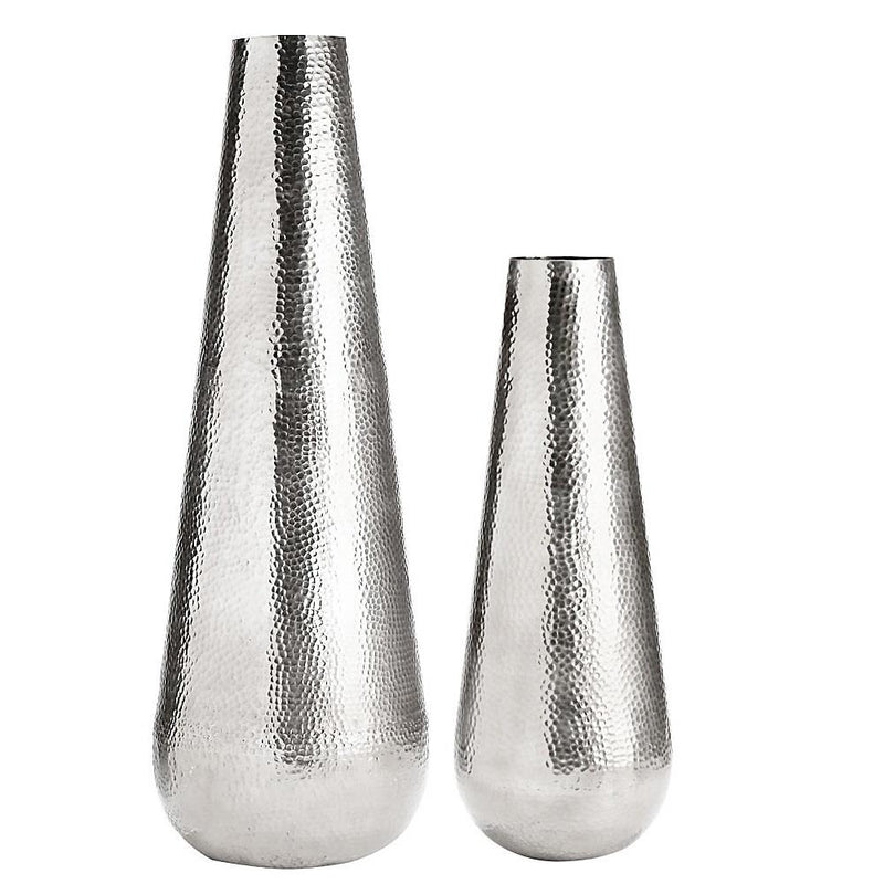 Silver Hammered Vases Set of 2