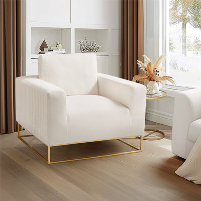 Vanilla Linen Square Base Accent Chair #010013