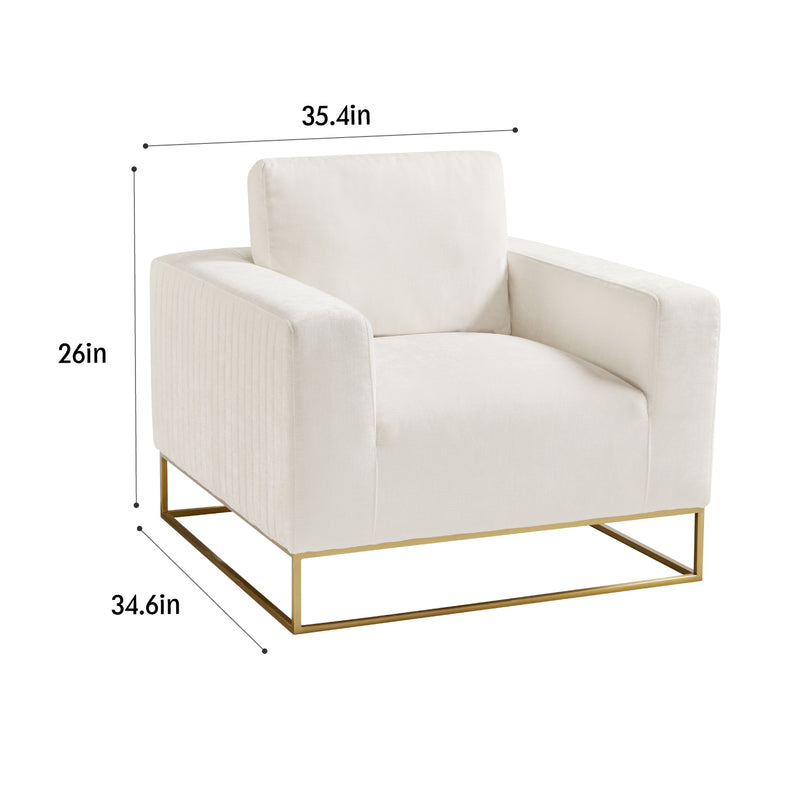 Vanilla Linen Square Base Accent Chair 