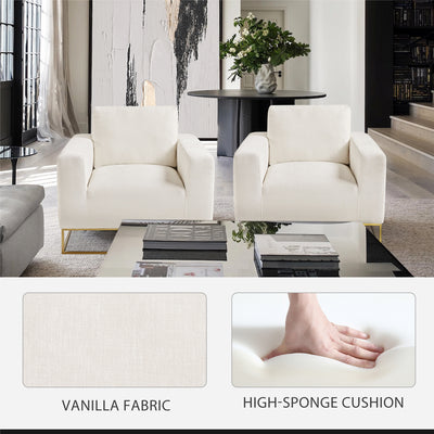 Vanilla Linen Square Base Accent Chair #010013