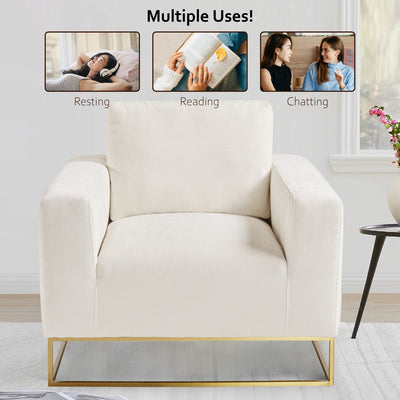 Vanilla Linen Square Base Accent Chair #010013