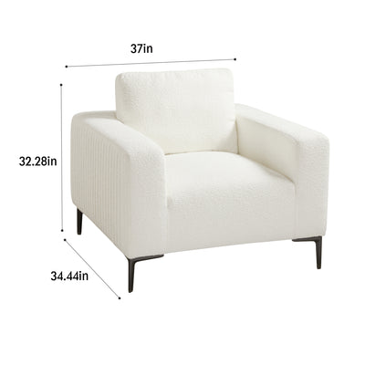 White Boucle Plush Accent Chair #010006